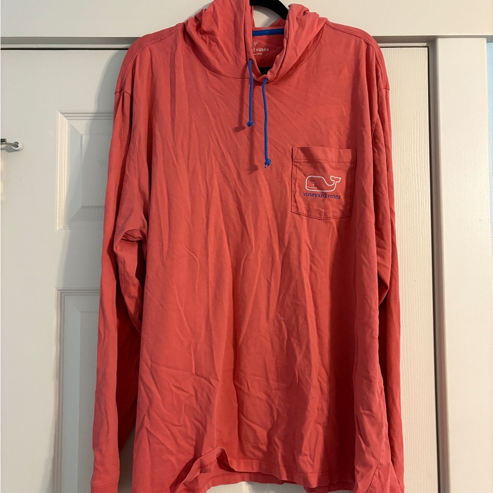 Vineyard Vines Red Hoodie with Blue Accents